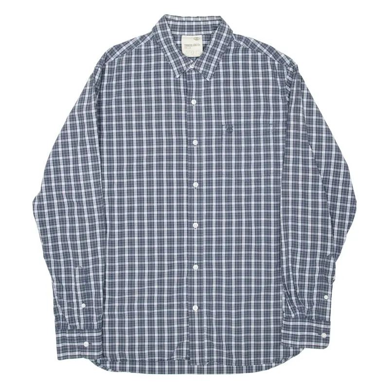 TIMBERLAND Mens Shirt Blue Check Long Sleeve L