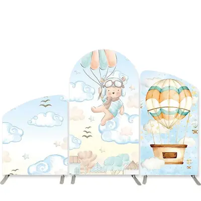 Aperturee Bear Hot Air Balloons Sky Cloud Arch Backdrop Kit | Circle Arch Backdrop Diy | Diy Round Arch Backdrop | Diy Arch B...