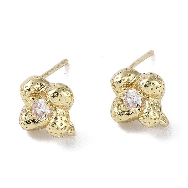 Brass with Cubic Zirconia Stud Earrings Findings