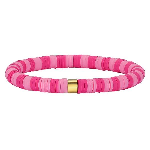 Polymer Clay Heishi Surfer Stretch Bracelet with 304 Stainless Steel Beaded