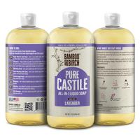BAMBOO AND BIRCH Pure Castile Soap Liquid Organic, EWG Verified & Certified Palm Oil Free Natural Soap Body Care Cleansing