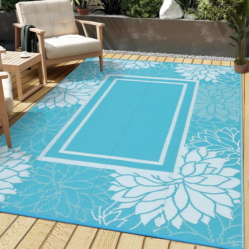 Garvee Outdoor Rug 9x12 Waterproof Reversible Patio Carpet - Quick Dry, UV Resistant - Polypropylene, Eco-Friendly - Durable,...