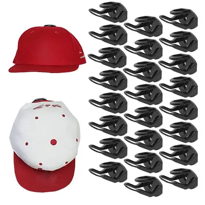 Adhesive Hat Hooks 24 Pack for Wall, Hat Rack for Baseball Caps - No Drilling, Upgraded Display Organizer for Household - Ins...