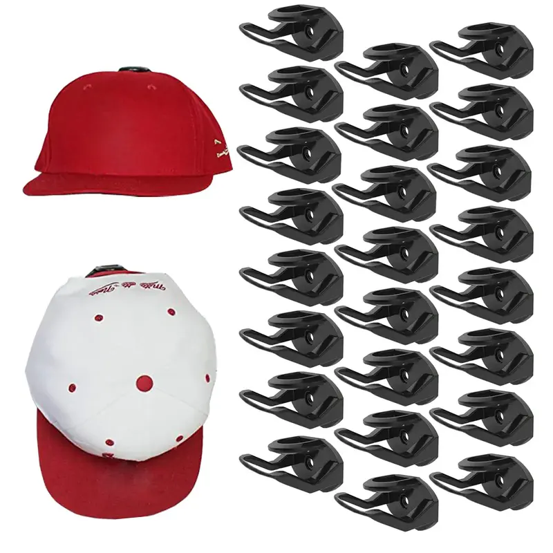 Adhesive Hat Hooks 24 Pack for Wall, Hat Rack for Baseball Caps - No Drilling, Upgraded Display Organizer for Household - Ins...