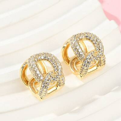 Brass Clear Cubic Zirconia Dangle Earrings