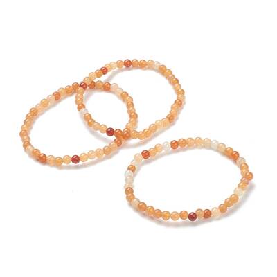 Natural Red Aventurine Beaded Stretch Bracelets