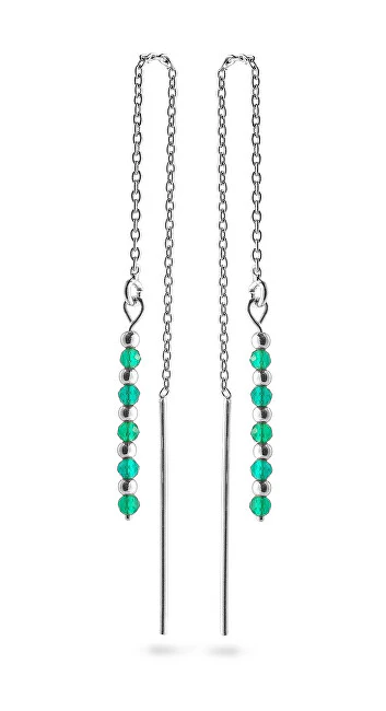 Again Jewelry Orecchini A Catena In Argento Con Smeraldo Ajkns002