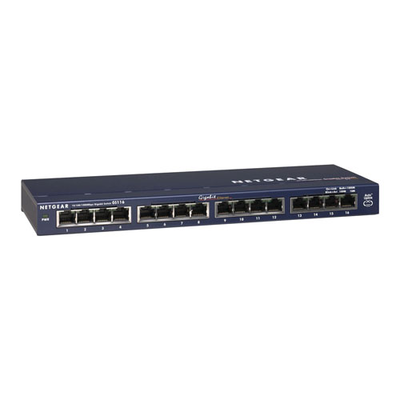 GS116NA Netgear Prosafe GS116 16 x RJ-45 Ports 10/100/1000Base-T Layer 2 Unmanaged Gigabit Ethernet Network Switch