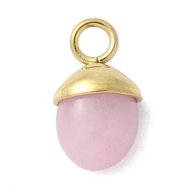 304 Stainless Steel Natural Rose Quartz Pendants