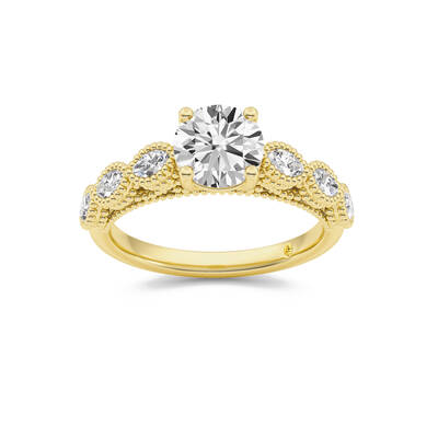 Lhasa Round Lab Grown Diamond Engagement Ring | 10K Yellow Gold 4 1/4 CT. TW.