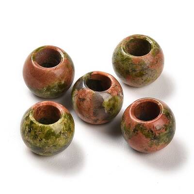 Natural Unakite European Beads