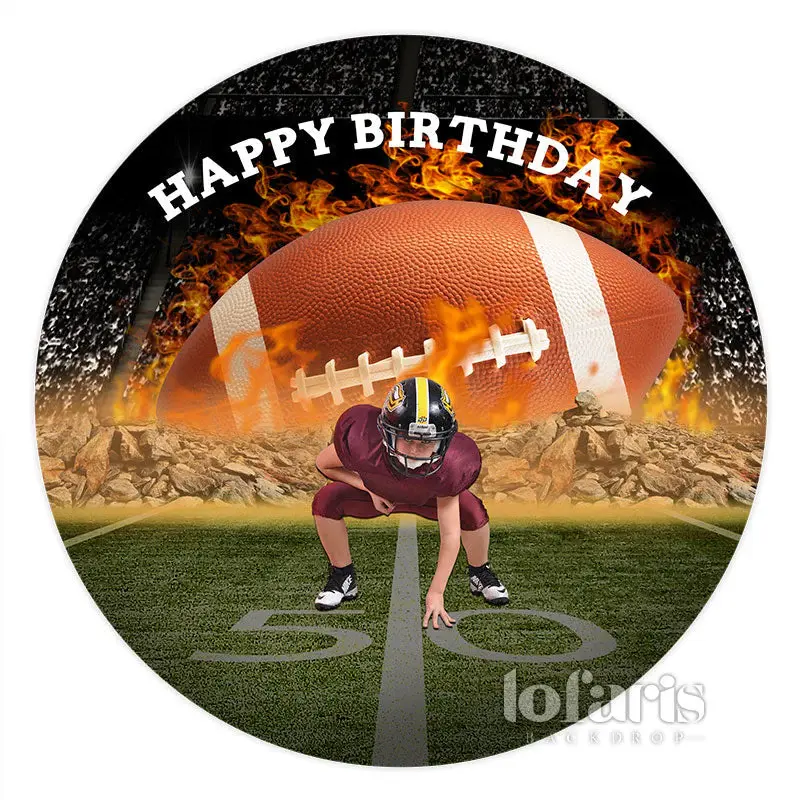 Aperturee American Football Theme Boy Player Round Birthday Backdrop | Name Backdrop For Birthday | Happy Birthday Backdrop |...