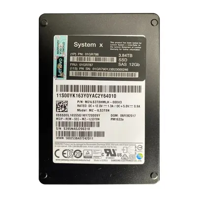 01GR786 Lenovo 3.84TB SAS 12Gb/s Hot Swappable 2.5-Inch Solid State Drive