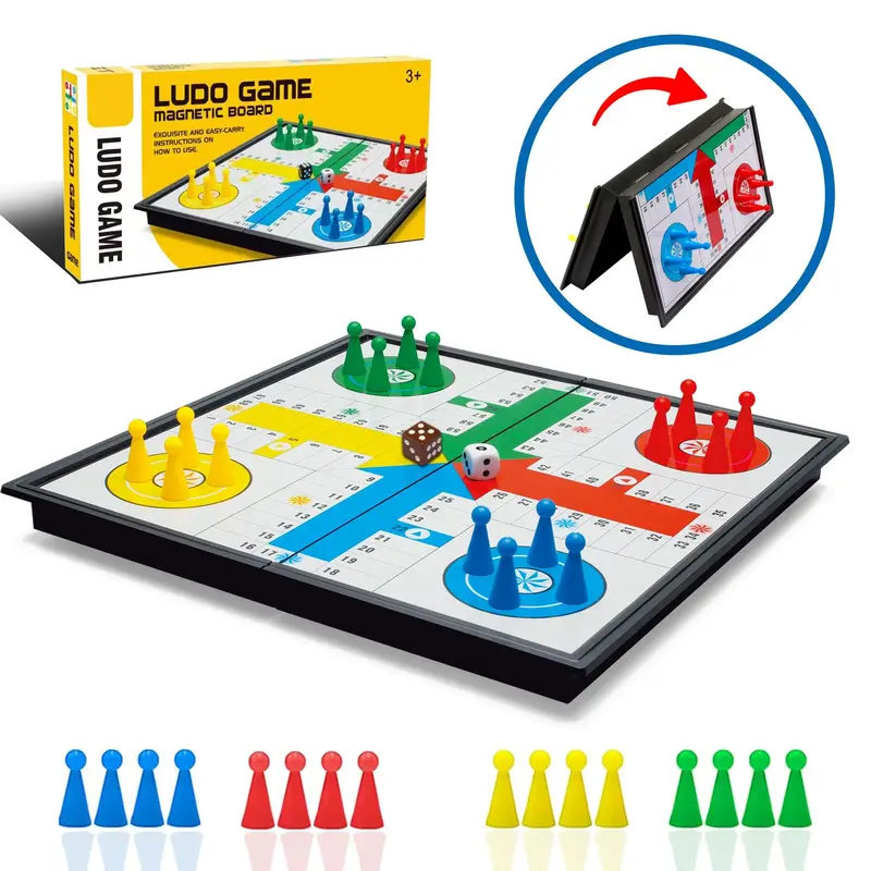 Dice Board Game Set, Foldable Chessboard Portable Design Lightweight Travel Game Set, Best Choice for Children and Adult Fami...