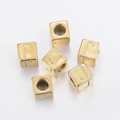 304 Stainless Steel Large Hole Letter European Beads