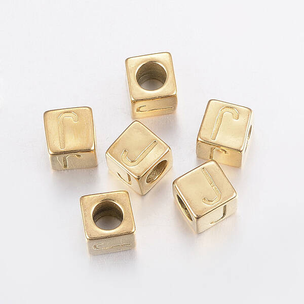 304 Stainless Steel Large Hole Letter European Beads