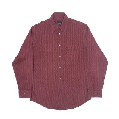TRUSSARDI Jeans Shirt Maroon 90s Striped Long Sleeve Mens L