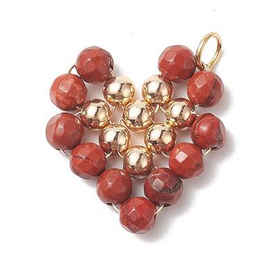 Natural Red Jasper Copper Wire Wrapped Pendants