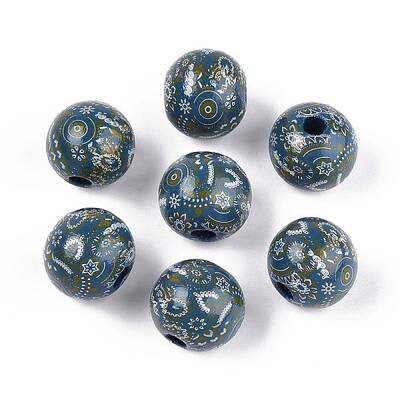 Bohemian Style Printed Schima Wood Beads