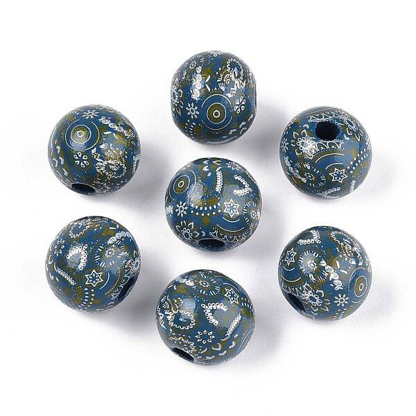 Bohemian Style Printed Schima Wood Beads