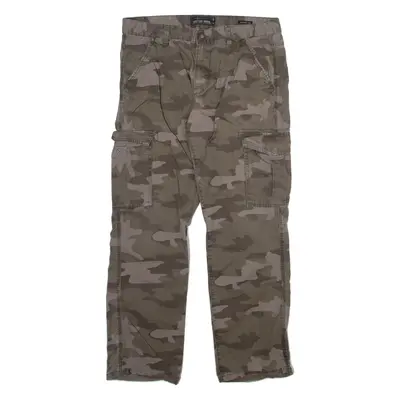 ANGELO LITRICO Camo Cargo Mens Trousers Grey Relaxed Straight W38 L32