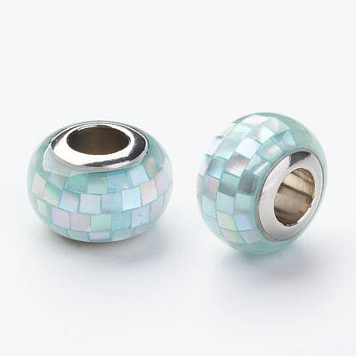 304 Stainless Steel Resin European Beads