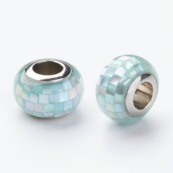 304 Stainless Steel Resin European Beads