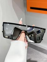 Unisex Simple Style Plain Color Thin Sunglasses, Trendy Casual Flat Top Frame Sunglasses for Everyday Use, Modern Fashion Sty...