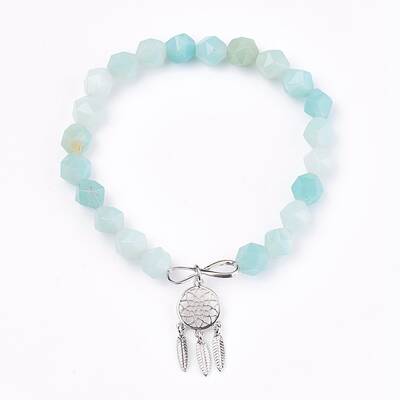 Natural Flower Amazonite Beads Charm Bracelets