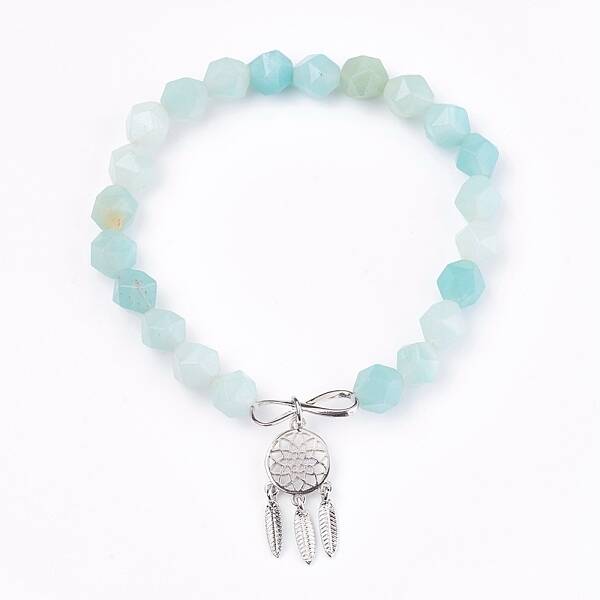Natural Flower Amazonite Beads Charm Bracelets