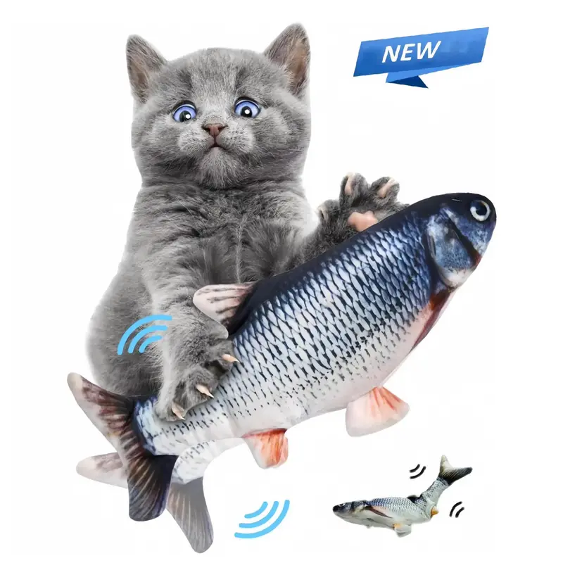 Electric Fish Shaped Cat Toy, USB Rechargeable Simulation Fish Toy, Interactive Cat Teaser Toy, Pet Supplies for Indoor and O...