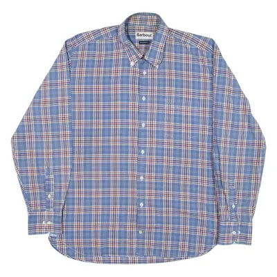 BARBOUR Mens Shirt Blue Check Long Sleeve L