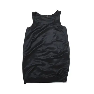 COS Shift Dress Black Satin Sleeveless Short Womens UK 8
