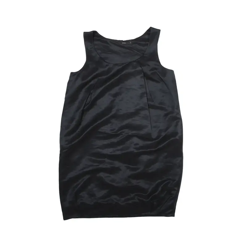 COS Shift Dress Black Satin Sleeveless Short Womens UK 8