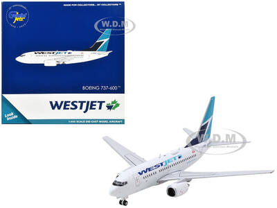 Boeing 737-600 Commercial Aircraft Westjet Airlines (C-GWSL) White with Blue Tail 1/400 Diecast Model Airplane by GeminiJet...