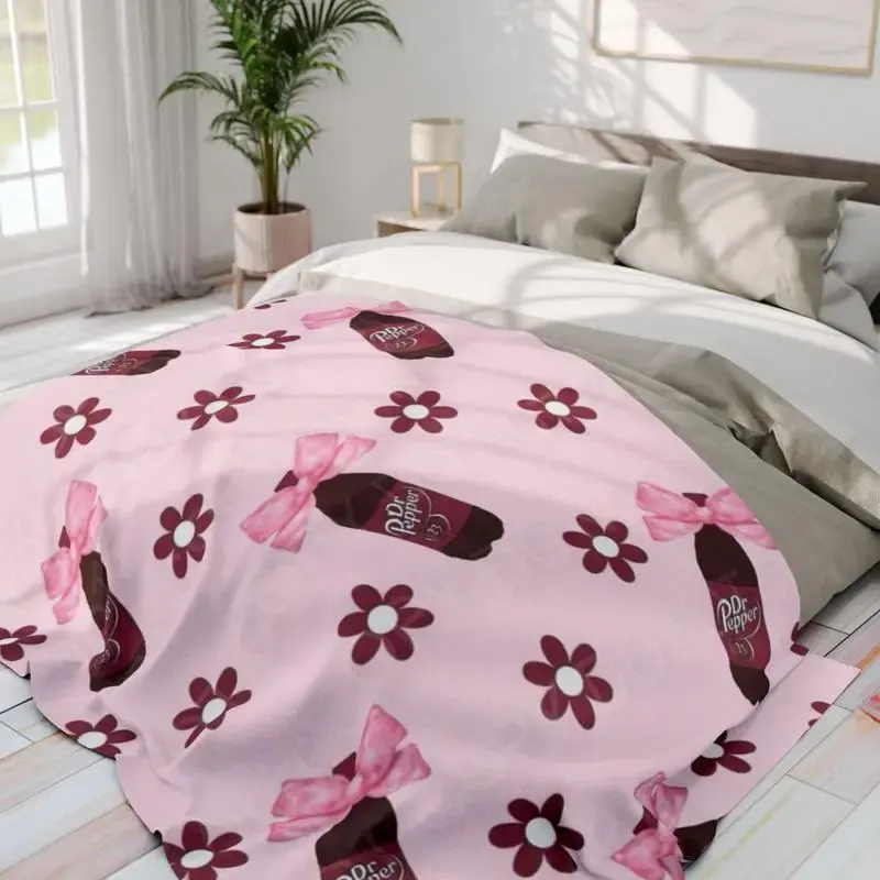 Pepper with Coquette Bow Flat Velvet BlanketMultipurpose Soft Office Bedding Blanket PlushThin Quilt Holiday Gift