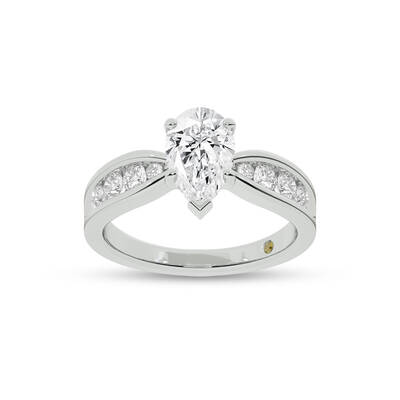 Verve Channel Set Bow Tied Shaped Pear Shape Lab Diamond Engagement Ring | 18K White Gold 1 1/2 CT. TW.