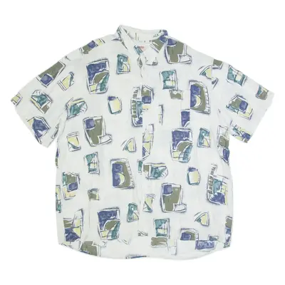 JUPITER Mens Shirt Cream 90s Crazy Pattern 2XL