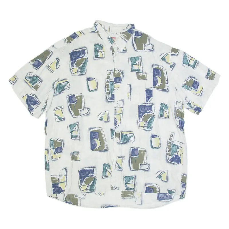 JUPITER Mens Shirt Cream 90s Crazy Pattern 2XL