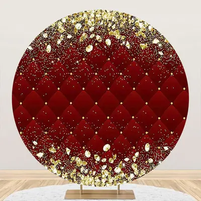 Aperturee Royal Red Gold Diamonds Round Graduation Backdrop - Aperturee