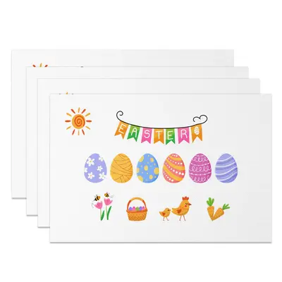 Aperturee Sun Colorful Eggs Happy Easter Set Of 4 Placemats, 14x12 Inch, 15.8 USD, NYJY00407-S, placemats