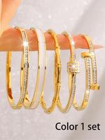 Elegant Rhinestone Decorated Bangle Bracelet, Fashionable Jewelry for Women & Men for Party, Daily Clothing Decor, Trendy All...