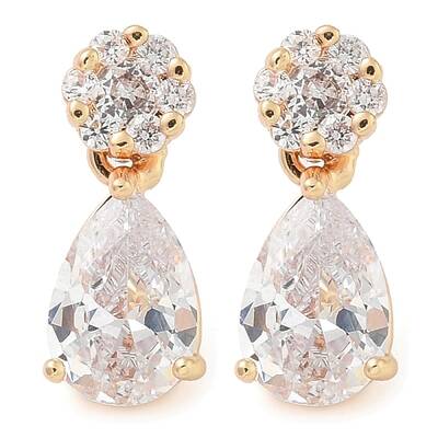 Rack Plating Brass Cubic Zirconia Stud Earrings