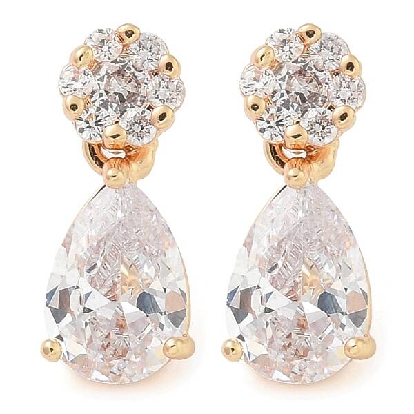 Rack Plating Brass Cubic Zirconia Stud Earrings
