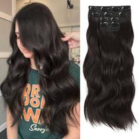 【Black Friday】Vigorous Clip in Hair Extensions Long Wavy Synthetic Hairpieces,Natural & Soft Hair & Blends Well Hair Exte...