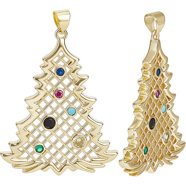 5Pcs Brass Micro Pave Cubic Zirconia Pendants