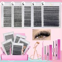 Natural Look Eyelash Extensions Kit, 5 Boxes Individual False Eyelashes with Glue & Tweezers & Glue Remover & Brush, Professi...