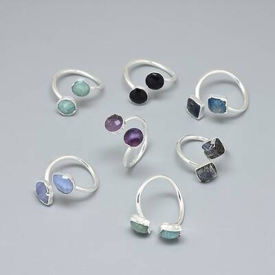 Adjustable Natural Gemstone Finger Rings