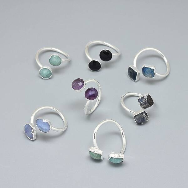 Adjustable Natural Gemstone Finger Rings
