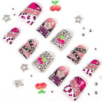 Lovful Summer Collection Handmade Acrylic Press On Nails | 10PCS Reusable,Salon Quality Outdoorfun Rhinestone Decorations